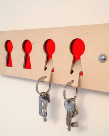 Red Birch faced ply key rack and fobs