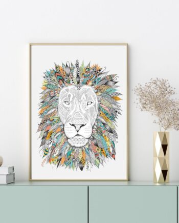African Lion Art Print - A4