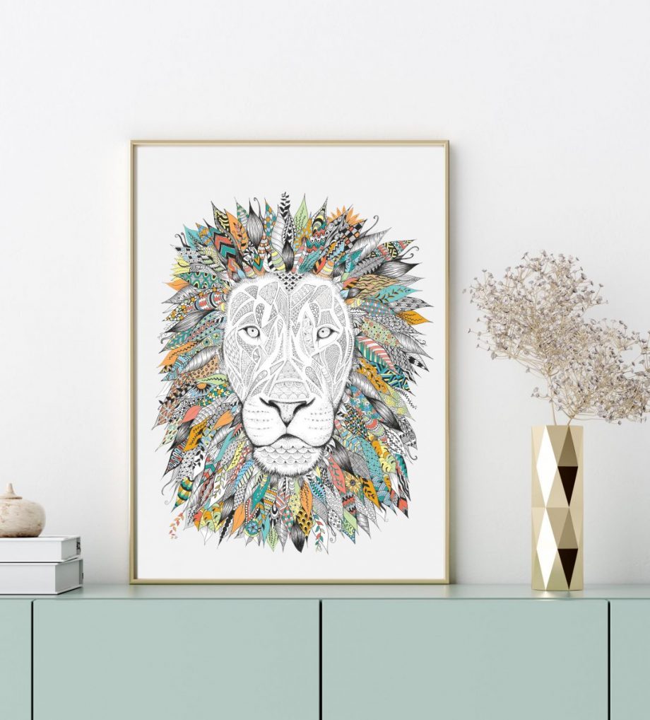 African Lion Art Print - A4