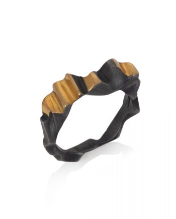 Oxdised Silver and Gold Shard Ring