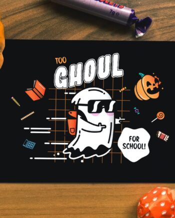 Too Ghoul for School! Halloween A6 Postcard
