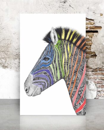 A4 Rainbow Zebra Art Print