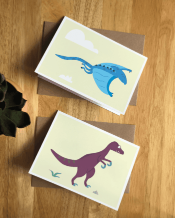 Illustrated Dinosaur A6 Greetings cards - Cute Custom Bundle