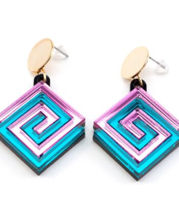 FORM057 UXMAL Stud Earrings - Babypink, Teal