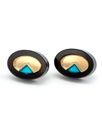 FORM053 OJO DE DIOS I Stud Earrings - Black, Gold, Teal