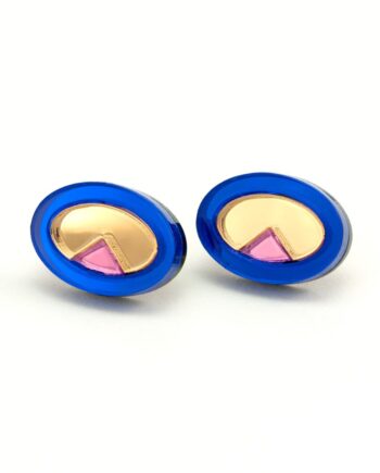 FORM053 OJOS DE DIOS I Stud Earrings - Blue, Gold, Babypink
