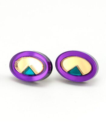 FORM053 OJO DE DIOS I Stud Earrings - Purple Gold, Teal