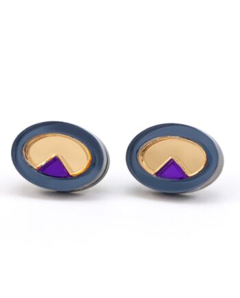 FORM053 OJO DE DIOS I Stud Earrings - Slate Grey, Gold, Purple