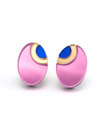 FORM054 OJO DE DIOS II Stud Earrings - Babypink, Gold , Blue