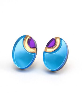 FORM054 OJO DE DIOS II Stud Earrings - Ice Blue, Gold , Purple