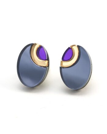 FORM054 OJO DE DIOS II Stud Earrings - Slate Gray, Gold, Purple