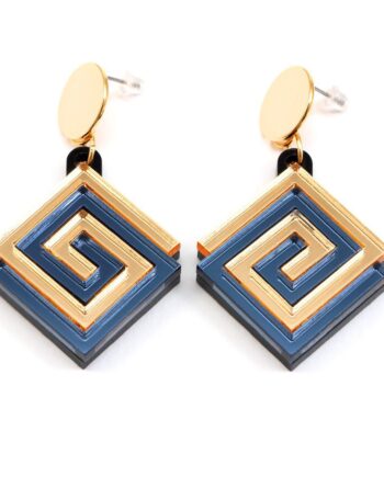 FORM057 UXMAL Stud Earrings - Gold, Slate Grey