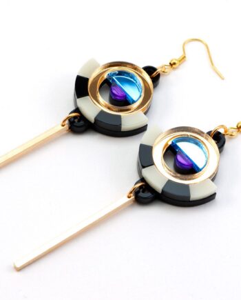 FORM060 ESTRELLA I Drop Earrings - Gold, Ice Blue, Purple