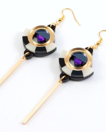 FORM060 ESTRELLA I Drop Earrings - Gold, Slate Grey, Purple