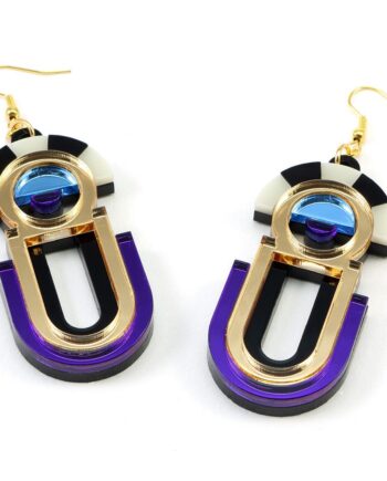 FORM061 ESTRELLA II Drop Earrings - Gold, Ice Blue, Purple