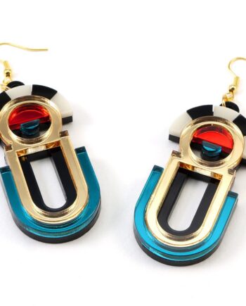 FORM061 ESTRELLA II Drop Earrings - Gold, Teal, Orange