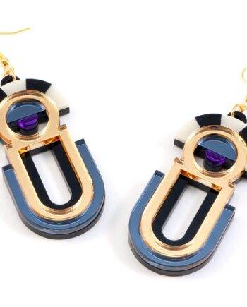 FORM061 ESTRELLA II Drop Earrings - Gold, Slate Grey, Purple