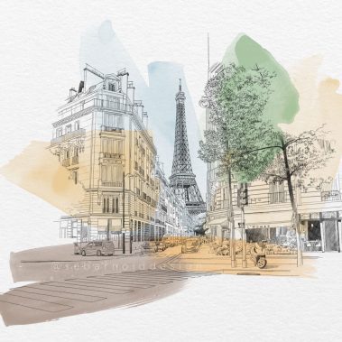 Eiffel Tower Paris Street illustration