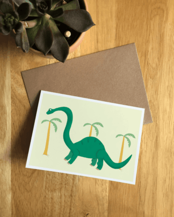 Brontosaurus Illustrated Dinosaur A6 Recycled Greetings card