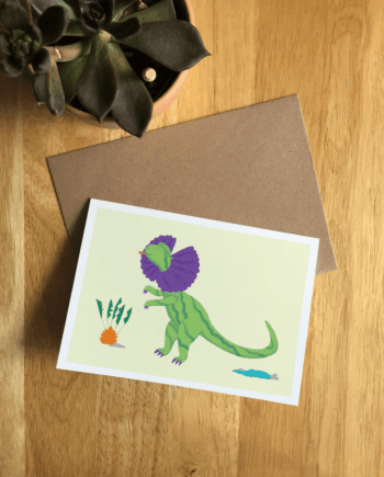 Dilophosaurus Illustrated Dinosaur A6 Recycled Greetings card