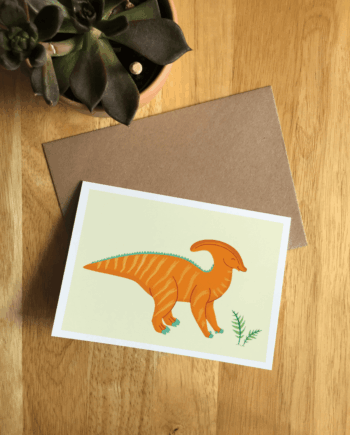 Parasaurolophus Illustrated Dinosaur A6 Recycled Greetings card