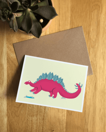 Stegosaurus Illustrated Dinosaur A6 Recycled Greetings card