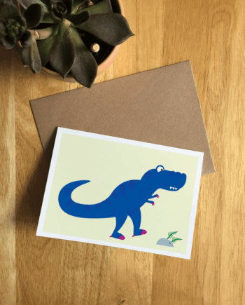 T-Rex / Tyrannosaurus Rex Illustrated Dinosaur A6 Recycled Greetings card