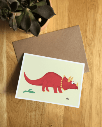 Triceratops Illustrated Dinosaur A6 Recycled Greetings card