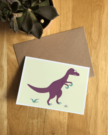 Velociraptor Illustrated Dinosaur A6 Recycled Greetings card