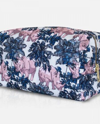 Rhino Print Wash Bag - pink and blue
