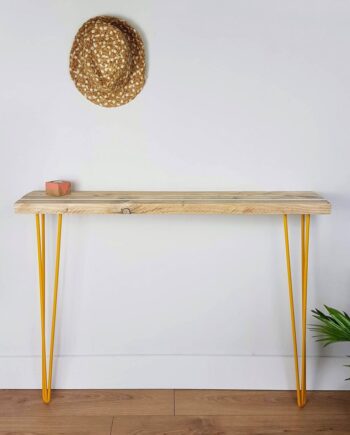 Reclaimed scaffold console table, stripe design