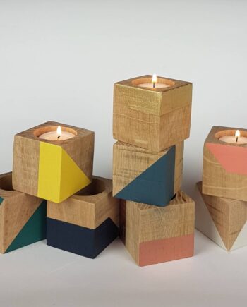 Salvaged wood candle cube small