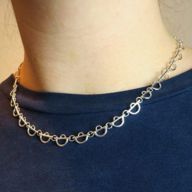 Faceted Silver Arc Lace Necklace