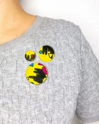 Cute as a button pin badge brooches 'Memphis' - set of three