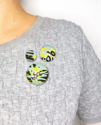 Cute as a button pin badge brooches 'Wild Meadow' - set of three