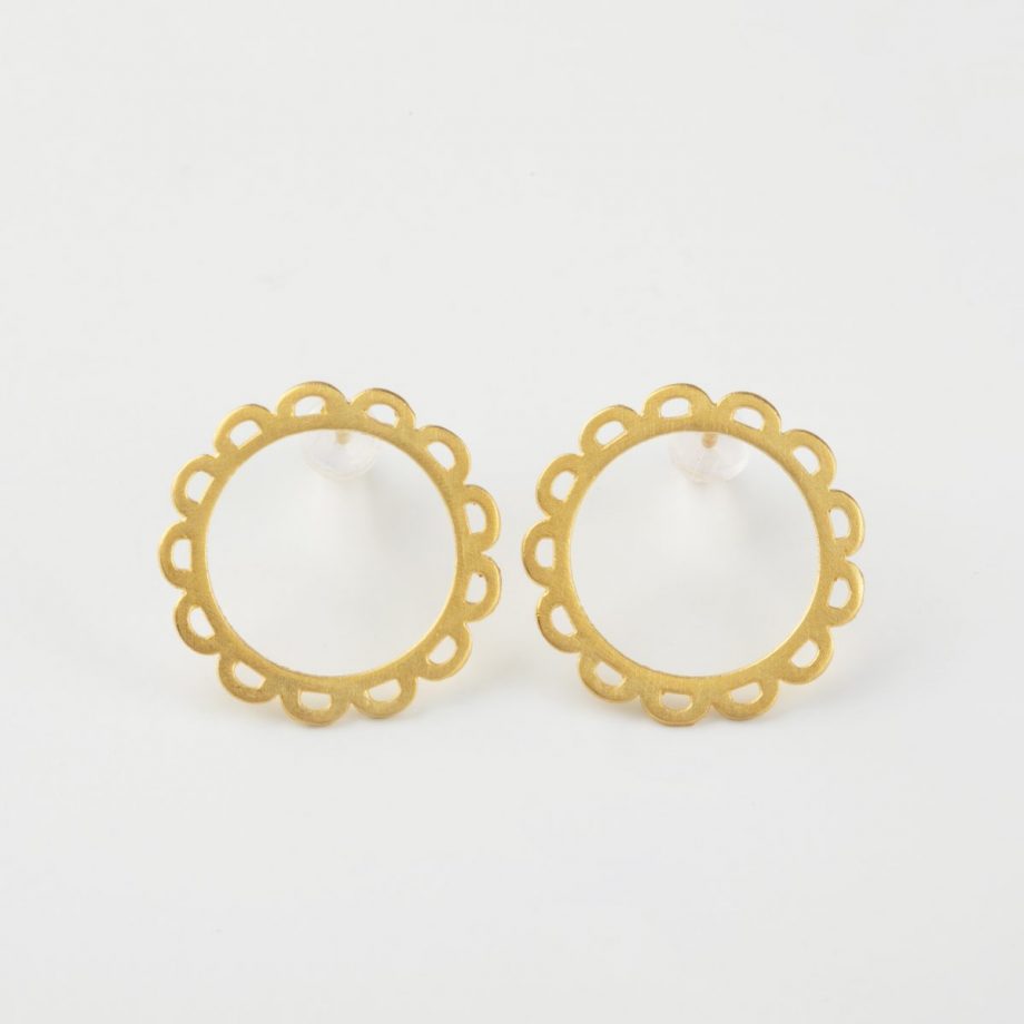 Daisy Gold Stud Earrings - 24K Gold