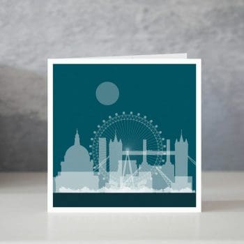 London Landmarks Blue Greeting Card