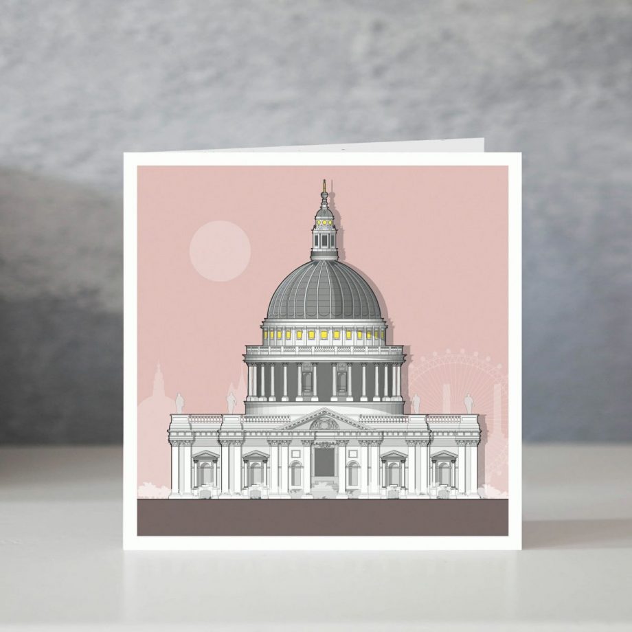 London St Paul's Cathedral Pink Card