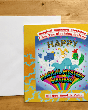 The Beatles Magic Mystery Tour Birthday Parody square band Bday card.