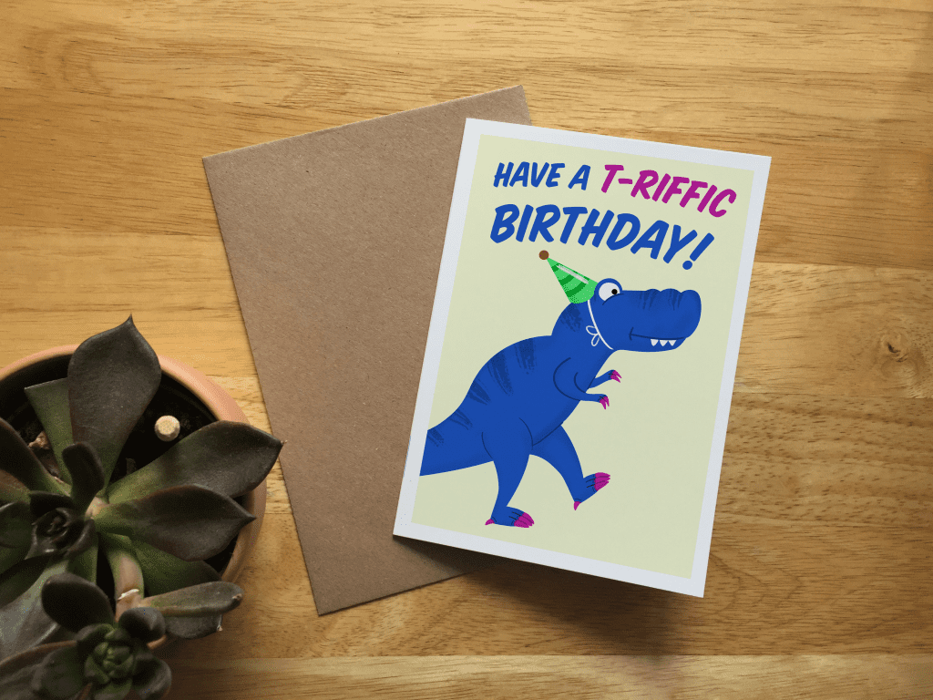 T-Rex / Tyrannosaurus Rex Illustrated Dinosaur A6 Birthday card / Have ...