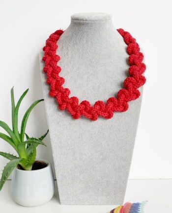 The Chunky Lily Necklace in Scarlet and Turquoise - Ethical Cotton Necklace - Gifts for women