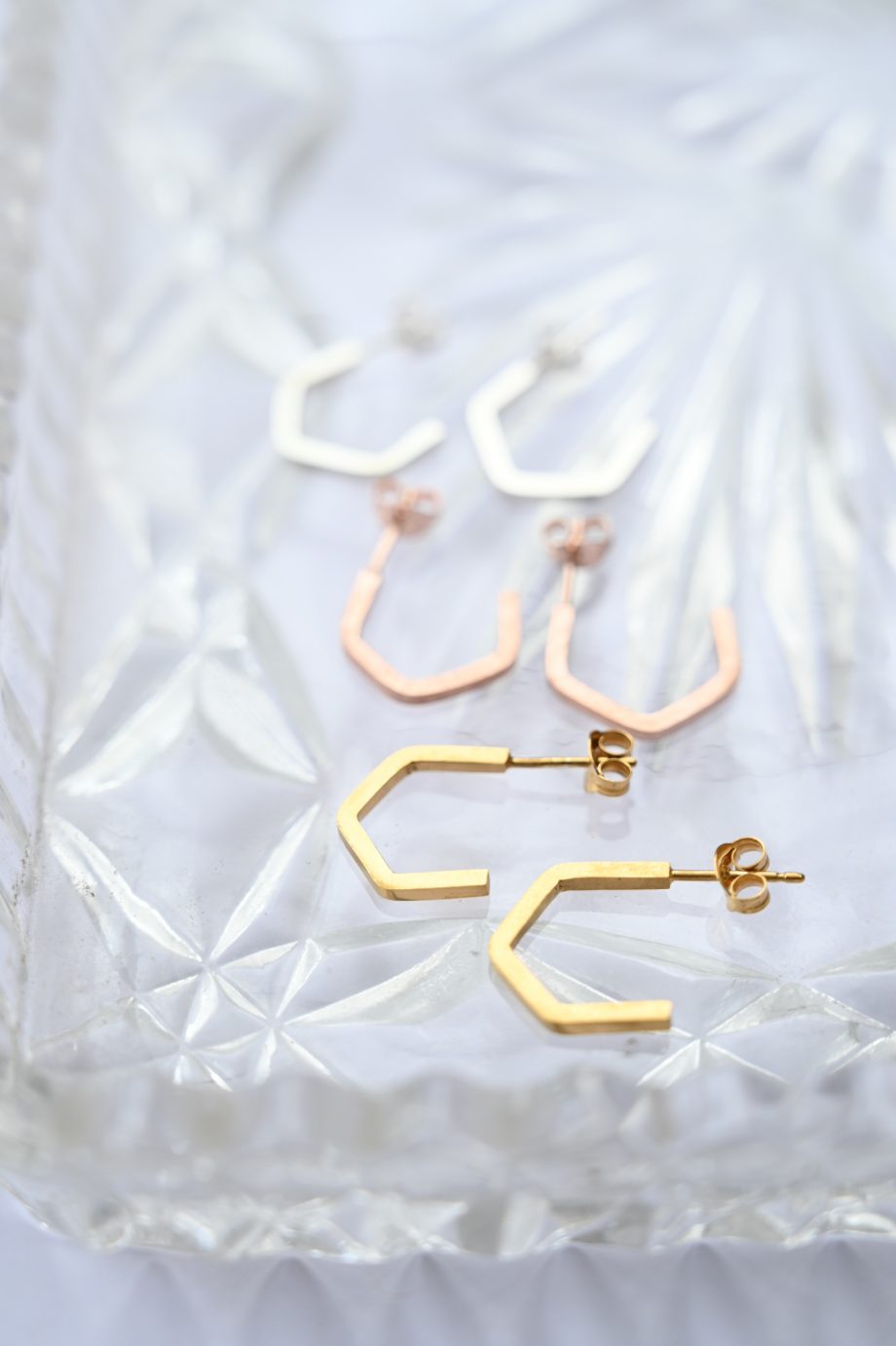 hexagon hoop earrings