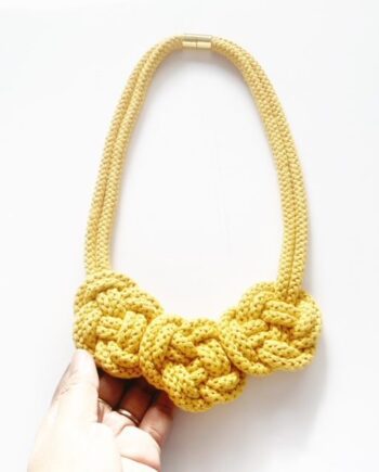 Yellow statement necklace, Cotton sustainable Rope necklace - The Poppy Necklace