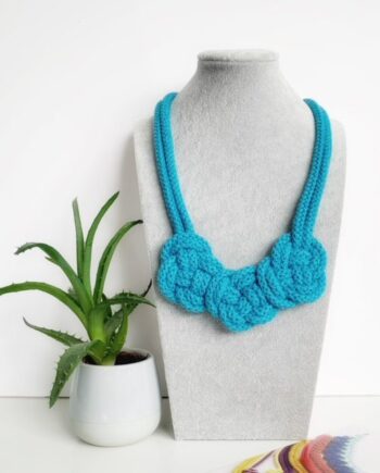 Turquoise statement necklace, Cotton sustainable Rope necklace, The Poppy Necklace