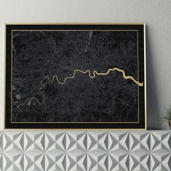 London Map Screen Print - Black and Gold