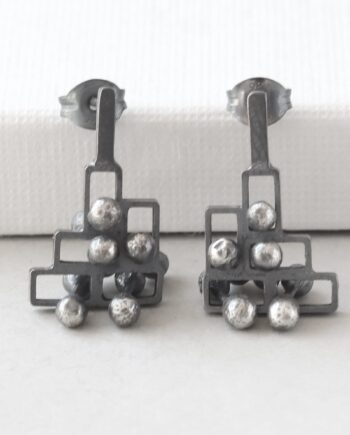 Kinetic small silver stud earrings, style 2.