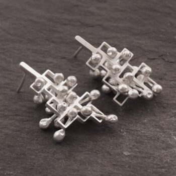 Kinetic large silver stud Statement earrings, style 2.