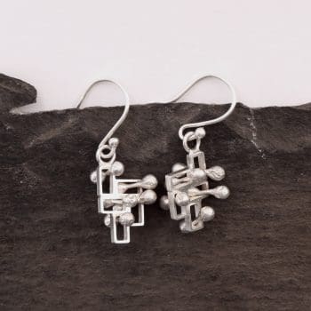 Kinetic small silver drop earrings