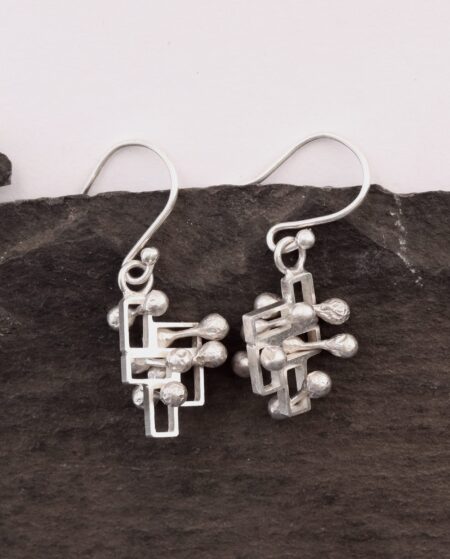 Kinetic small silver drop earrings