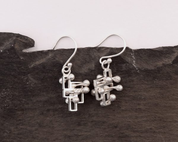 Kinetic small silver drop earrings